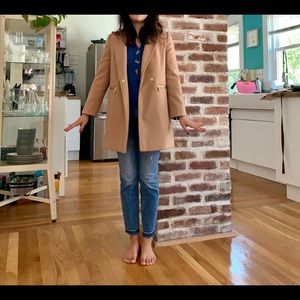 Topshop camel coat with zipper pockets PETITE